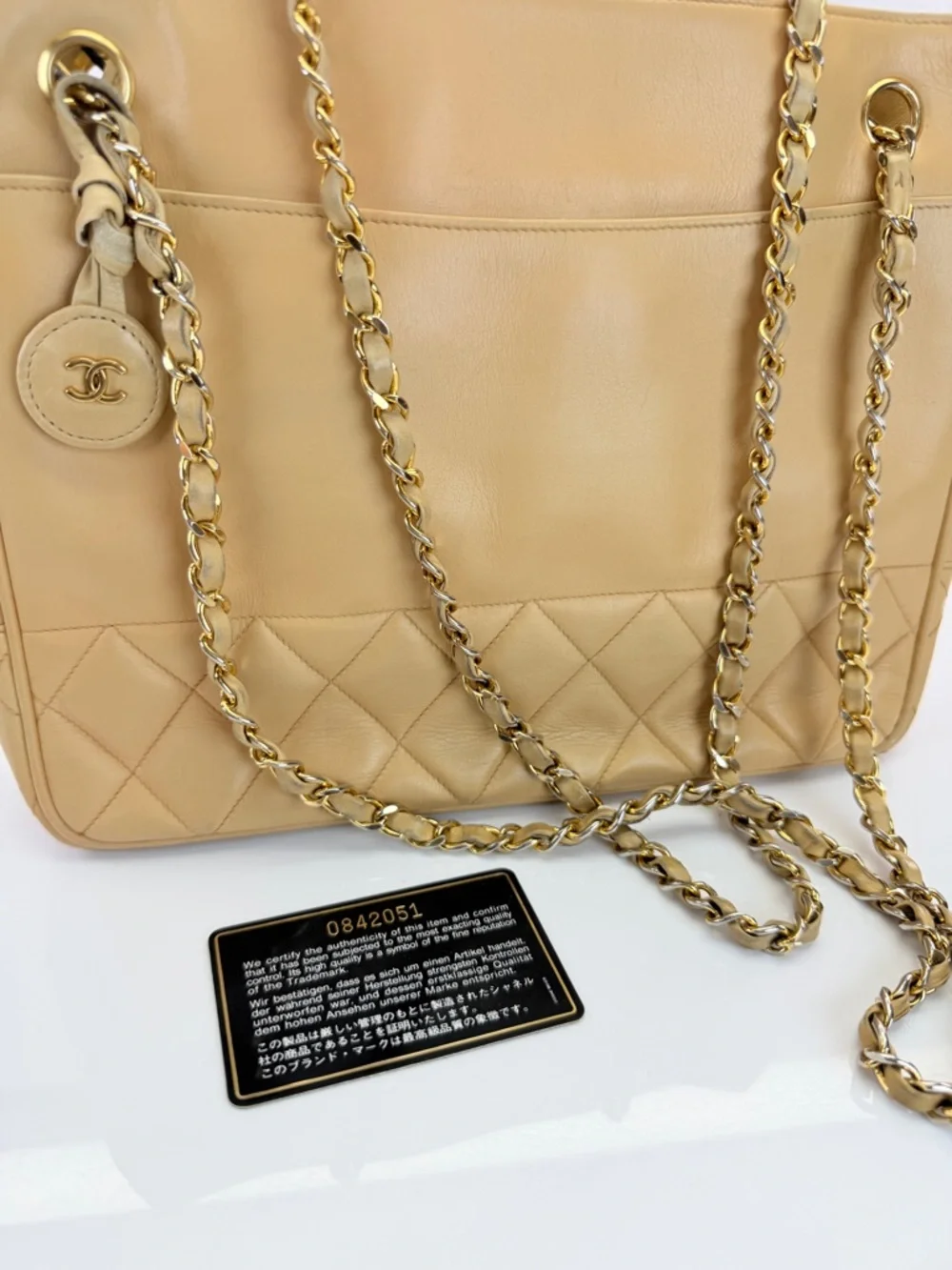 CHANEL Tan Matelasse Quilted Leather Shoulder Tote Vintage